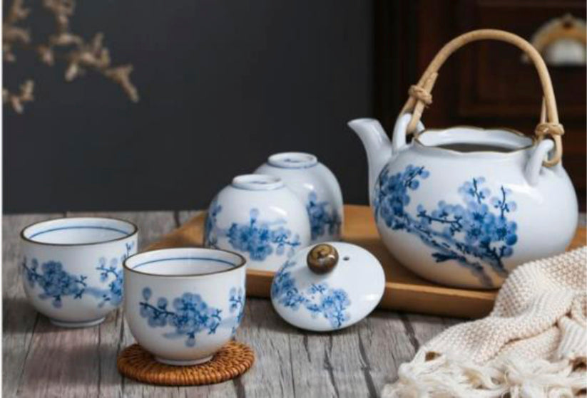 Cherry Blossom Porcelain Tea Set, 5 Pieces