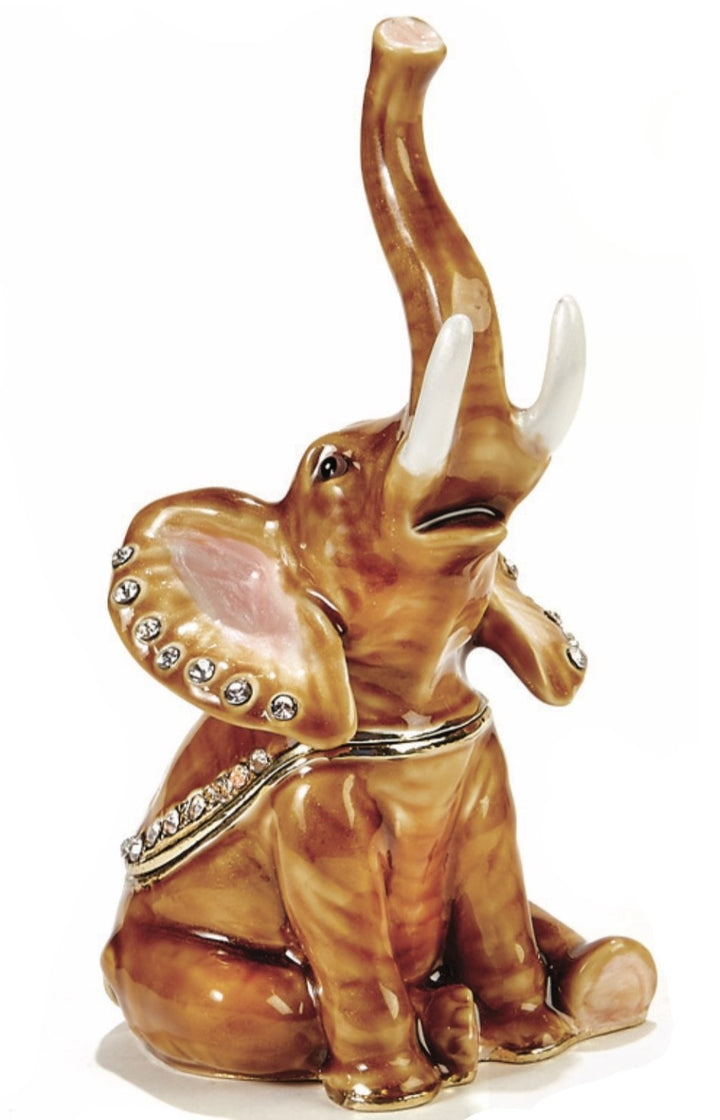 Elephant Trinket Box with Trunk Raised