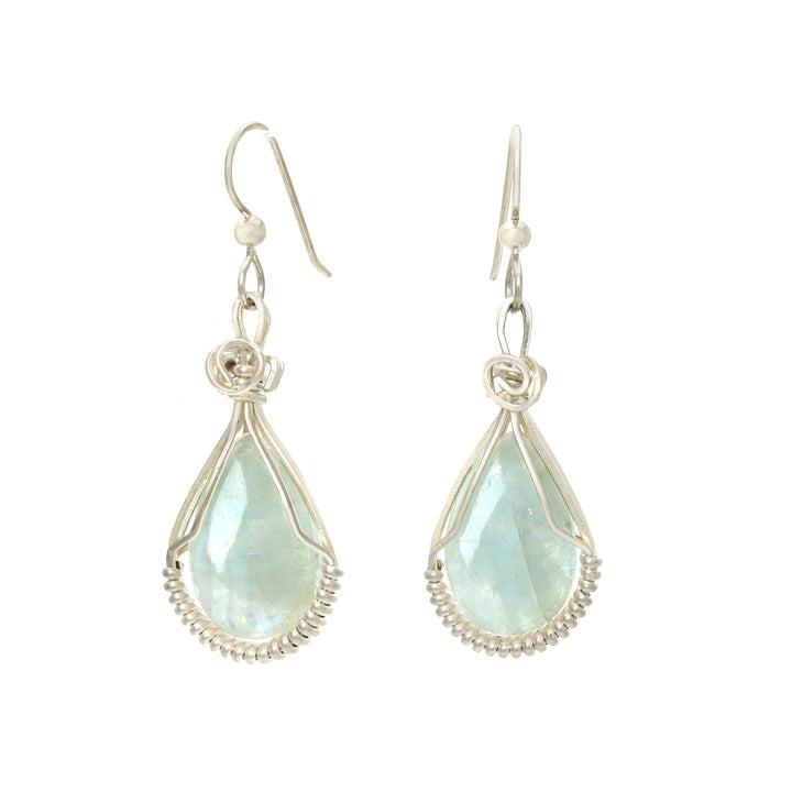 Moonstone Drop Earrings, Sterling Silver Wire