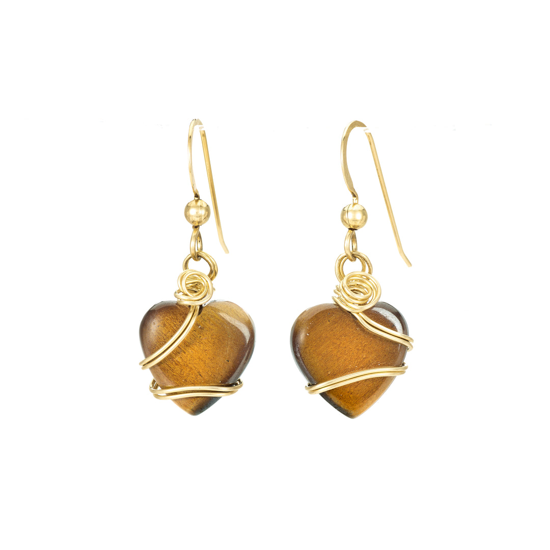 Tiger Eye Heart Earrings