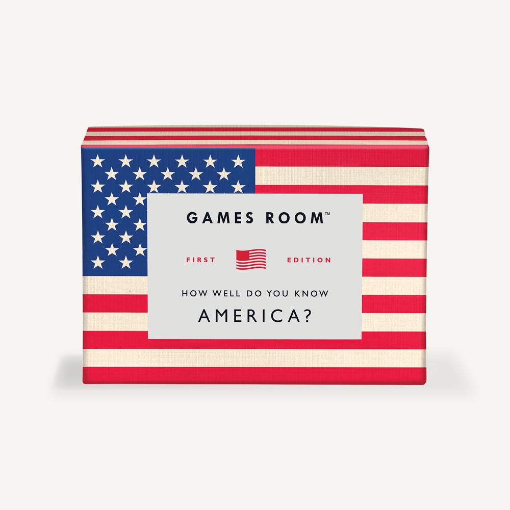 Board game box with American flag design on a white background