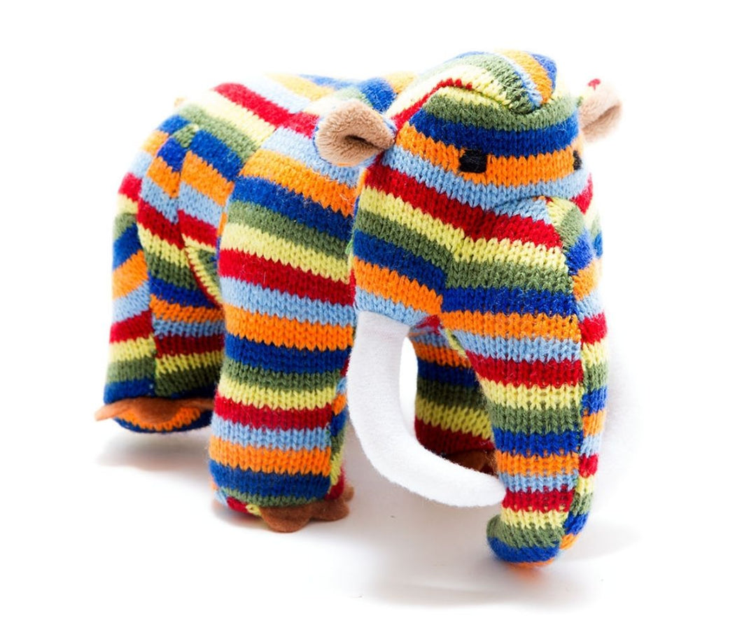 Rainbow Mammoth Knitted Rattle