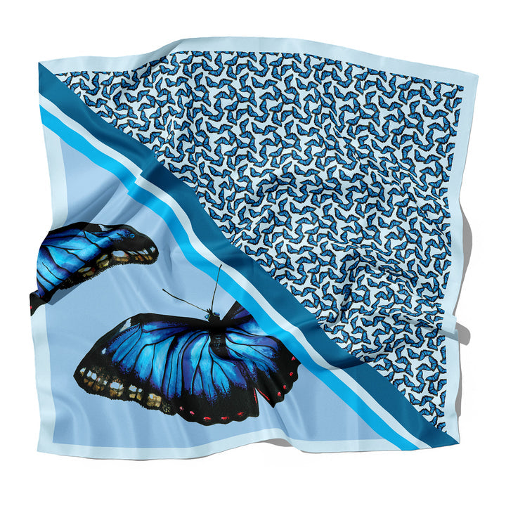 20" Silk Butterfly Scarf Morpho Strip Design