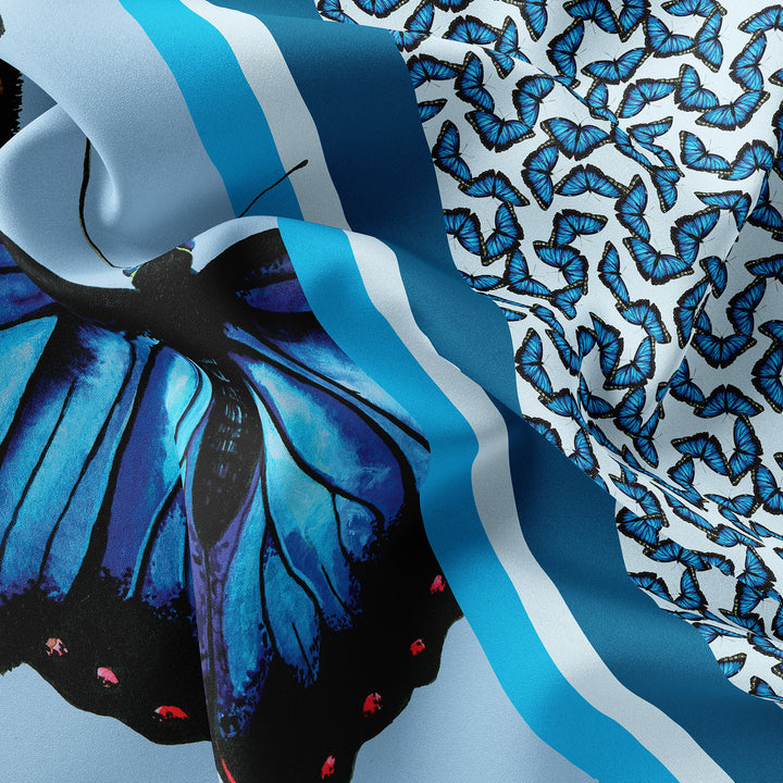 20" Silk Butterfly Scarf Morpho Strip Design