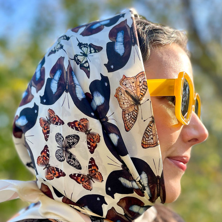 36" Silk Butterfly Scarf Mosaic Design