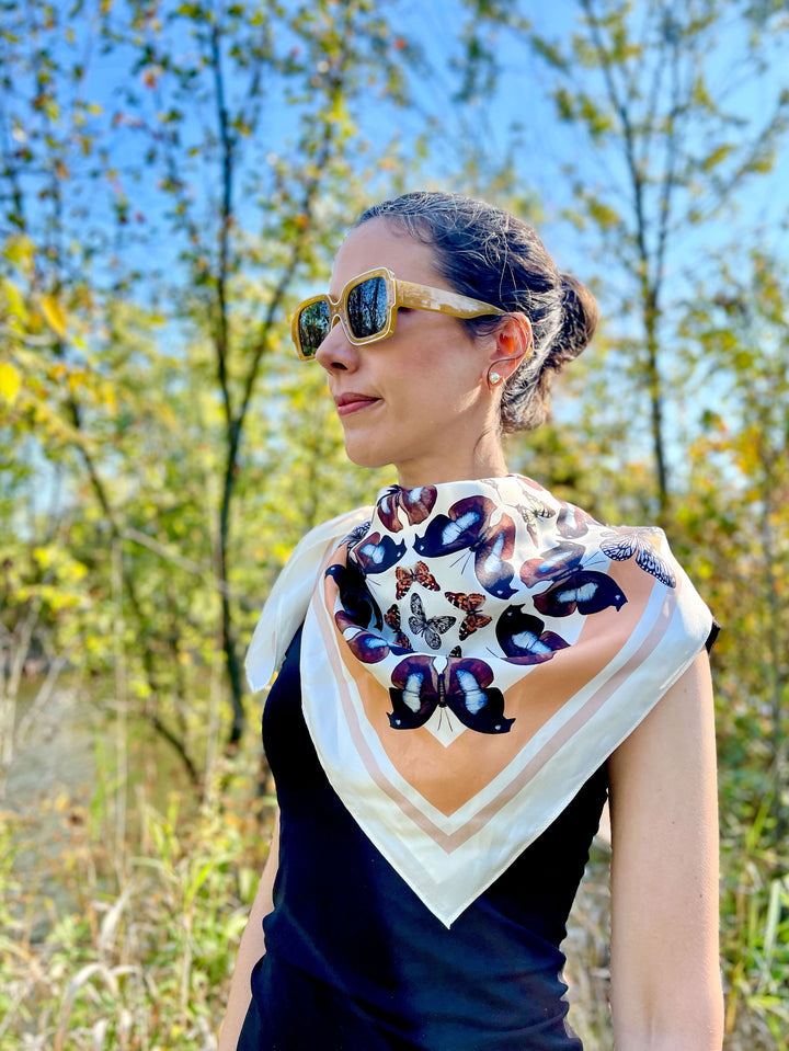 36" Silk Butterfly Scarf Mosaic Design