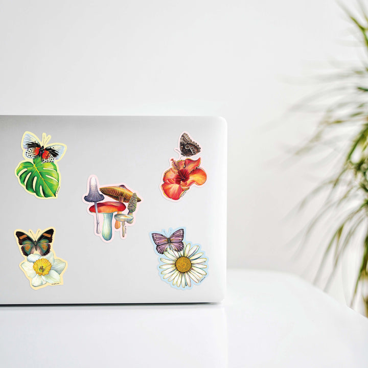 Butterfly on Monstera Leaf Vinyl Sticker