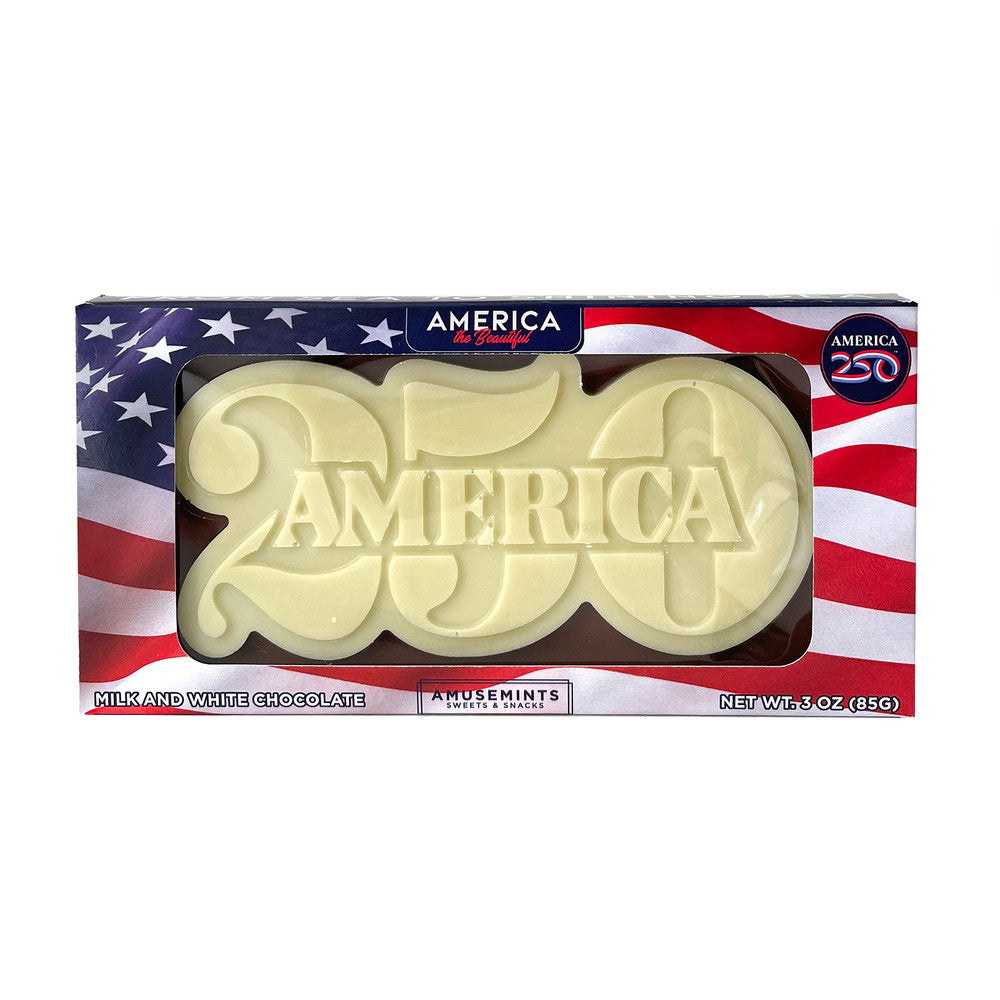 Two-Toned 250 Anniversary Chocolate Bar, White & Milk Chocolate