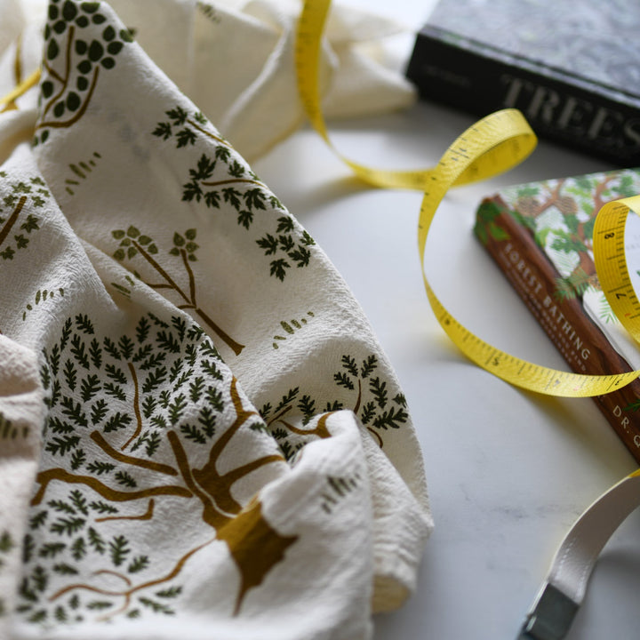 Flour Sack Cotton Tea Towel, Insects & Trees