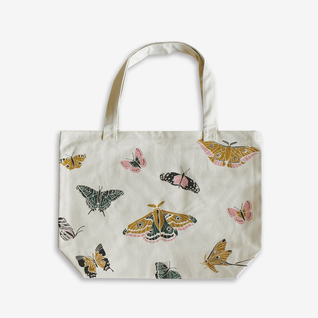 Illustrated Canvas Market Tote Bag, Insects & Butterflies