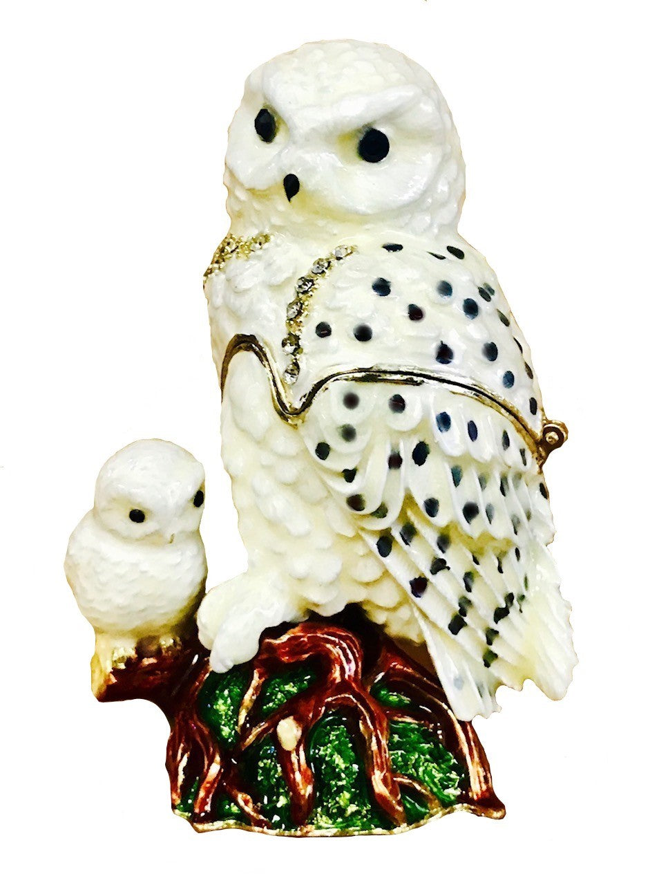 White Owl Mother and Baby Trinket Box