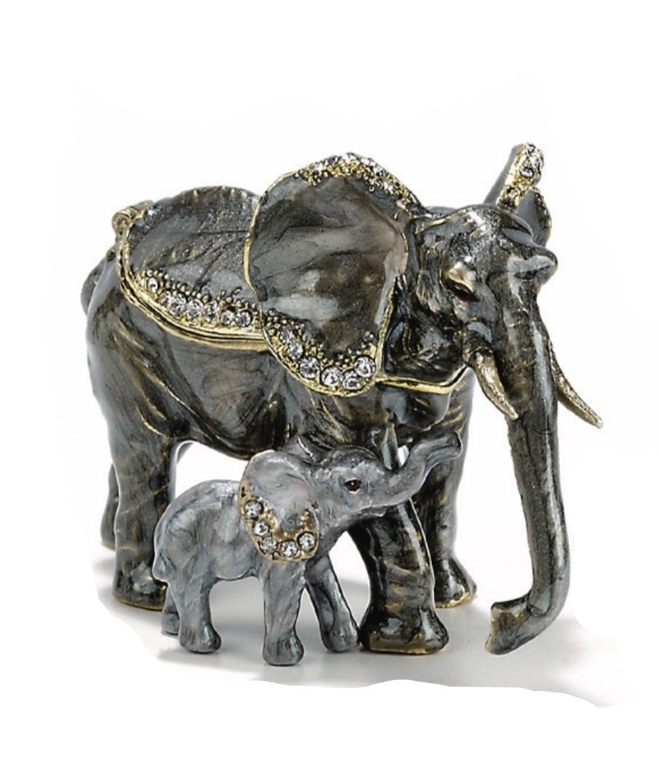 Elephant Mother and Baby Trinket Box