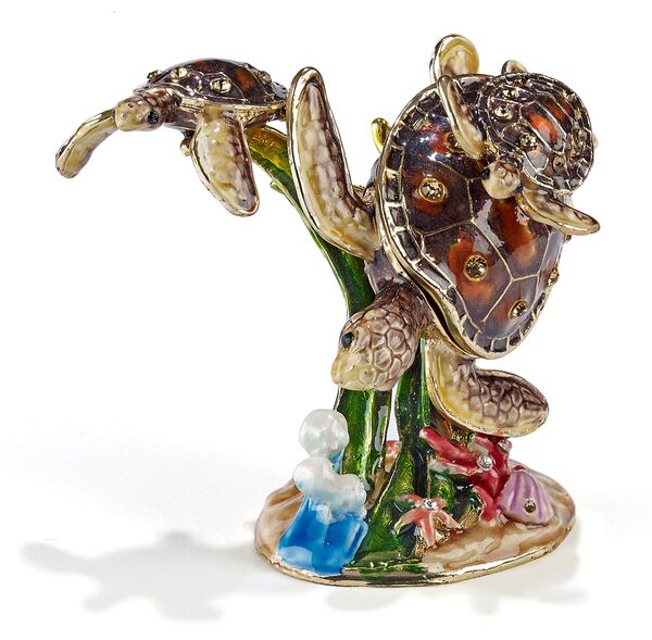 Sea Turtle Mother and Baby Trinket Box