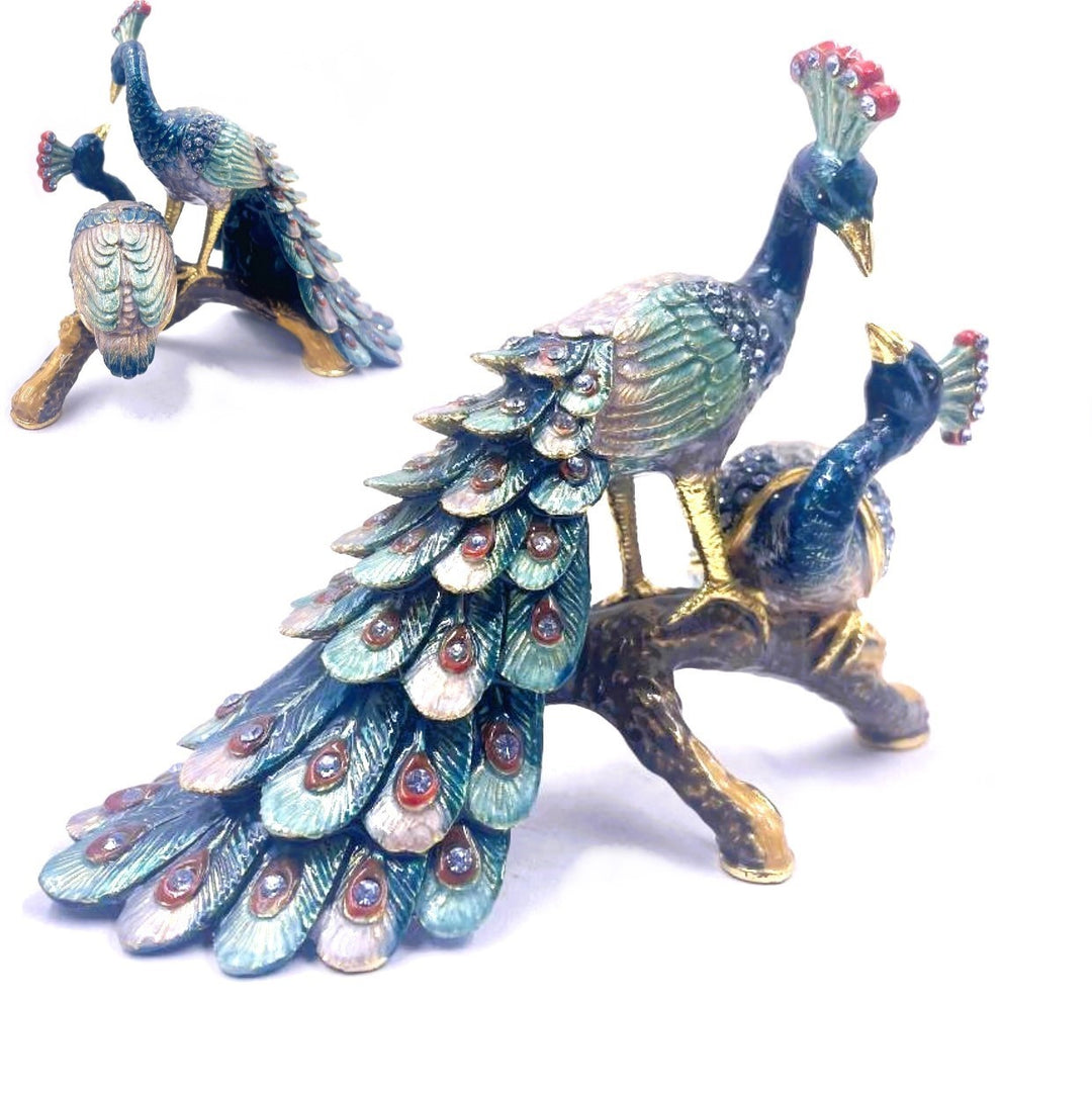 Peacock Mother and Baby Trinket Box Box