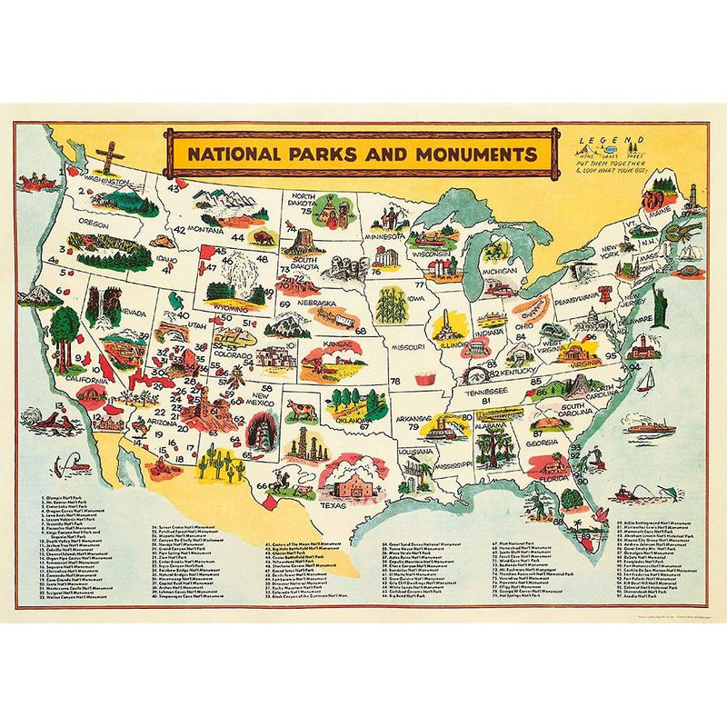 National Parks Map Poster