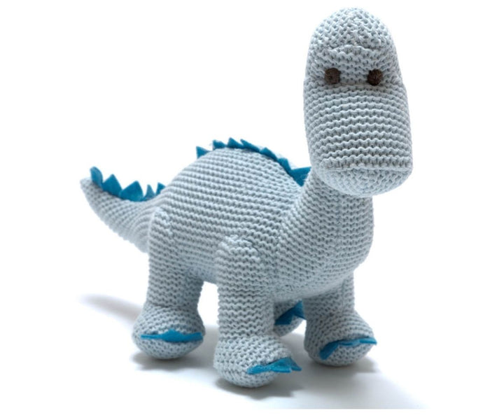 Knitted Blue Diplodocus Rattle