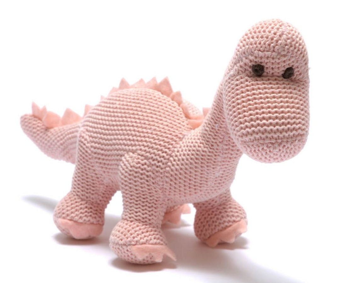 Knitted Pink Diplodocus Rattle