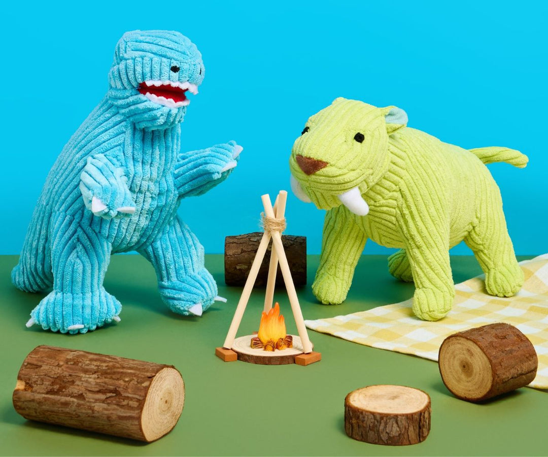 Light Green Corduroy Saber Tooth Plush Toy, Small