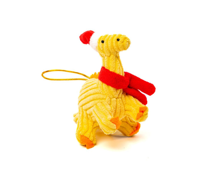 Yellow Corduroy Christmas Diplodocus Ornament
