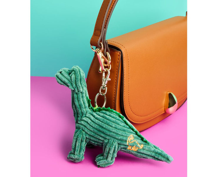 Green Knitted Corduroy Diplodocus Bag Charm