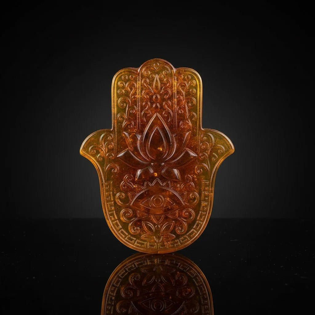 Baltic Amber Hamsa Carving