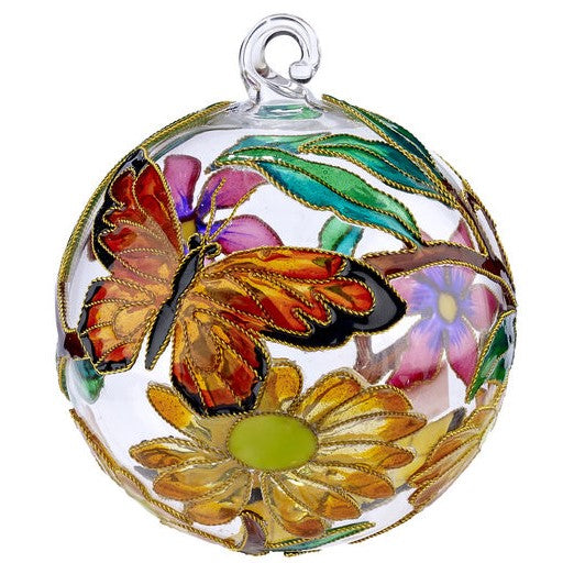 Glass Ball Butterfly Ornament