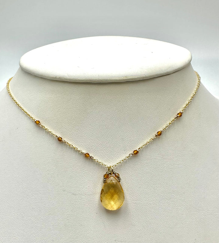 Citrine Beads and Drop Necklace