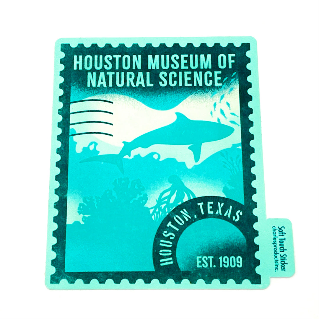 HMNS Postage-Stamp Style Shark Sticker