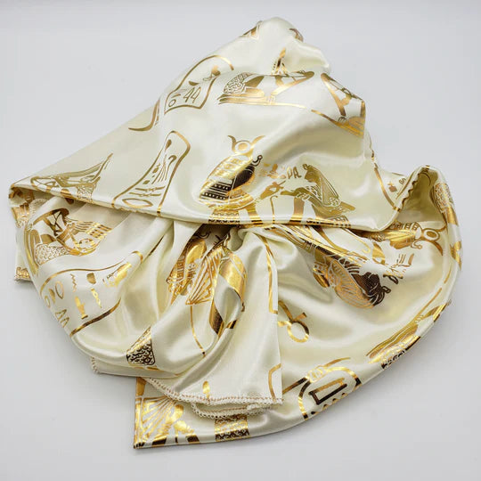 Hieroglyphics Scarf, Cream & Gold