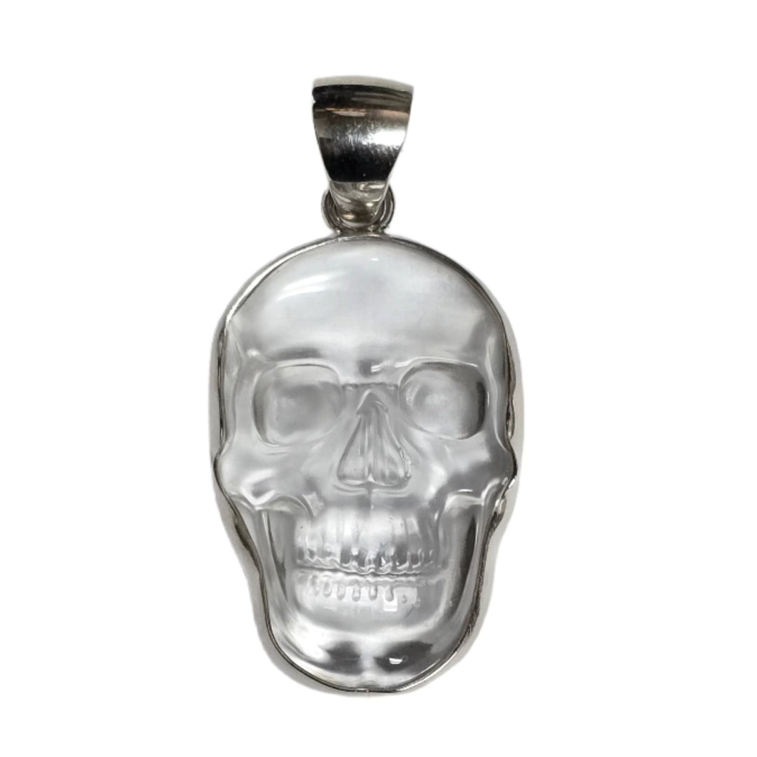 Sterling Silver Quartz Skull Pendant