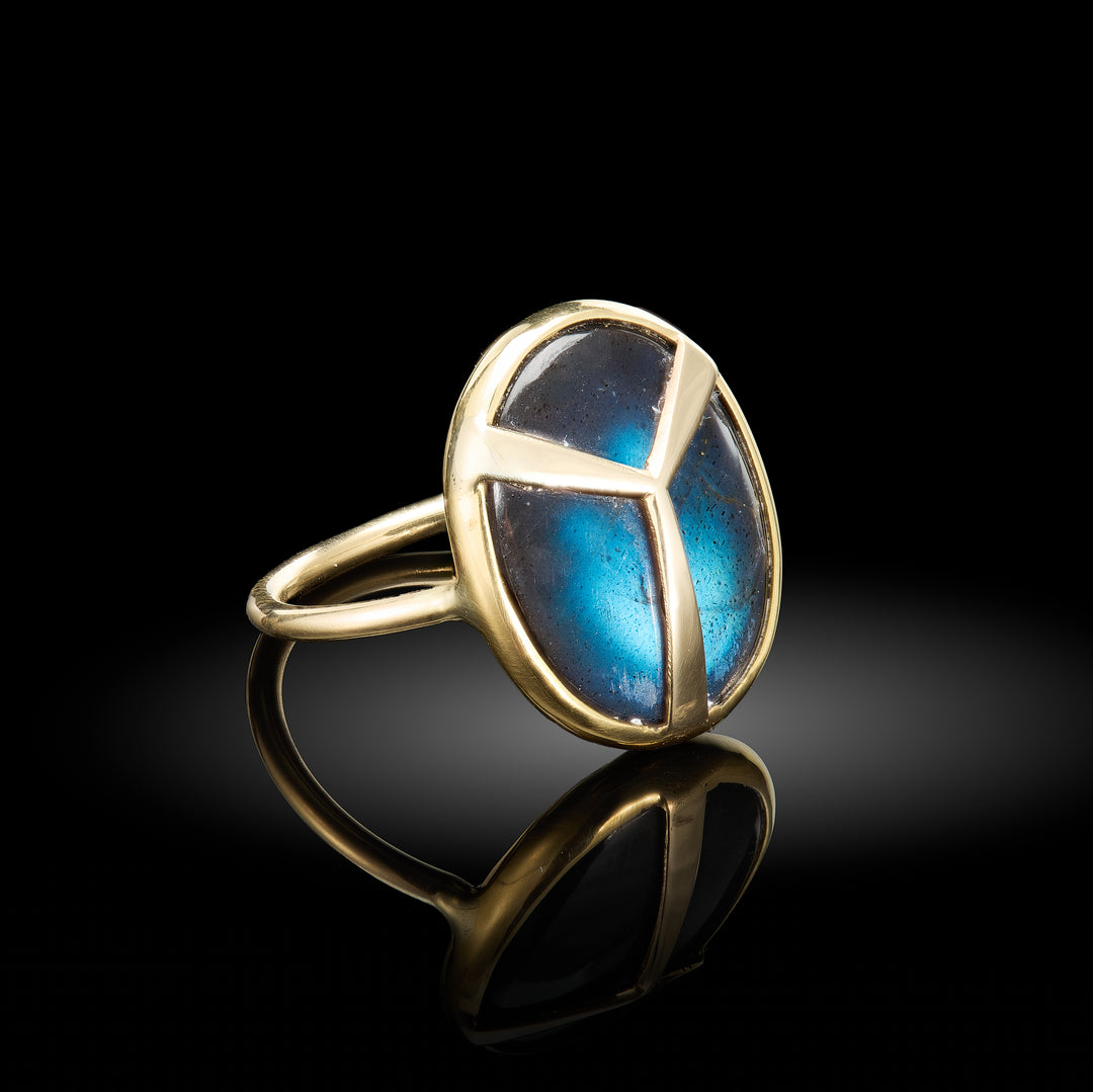 Lucky Scarab Labradorite Ring