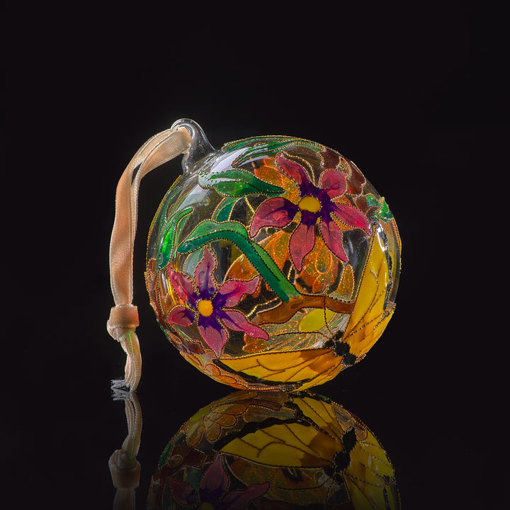Glass Ball Butterfly Ornament