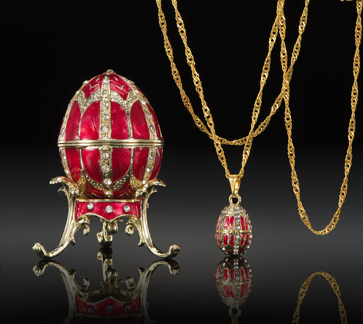 Cloissone Egg Trinket Box with Pendant