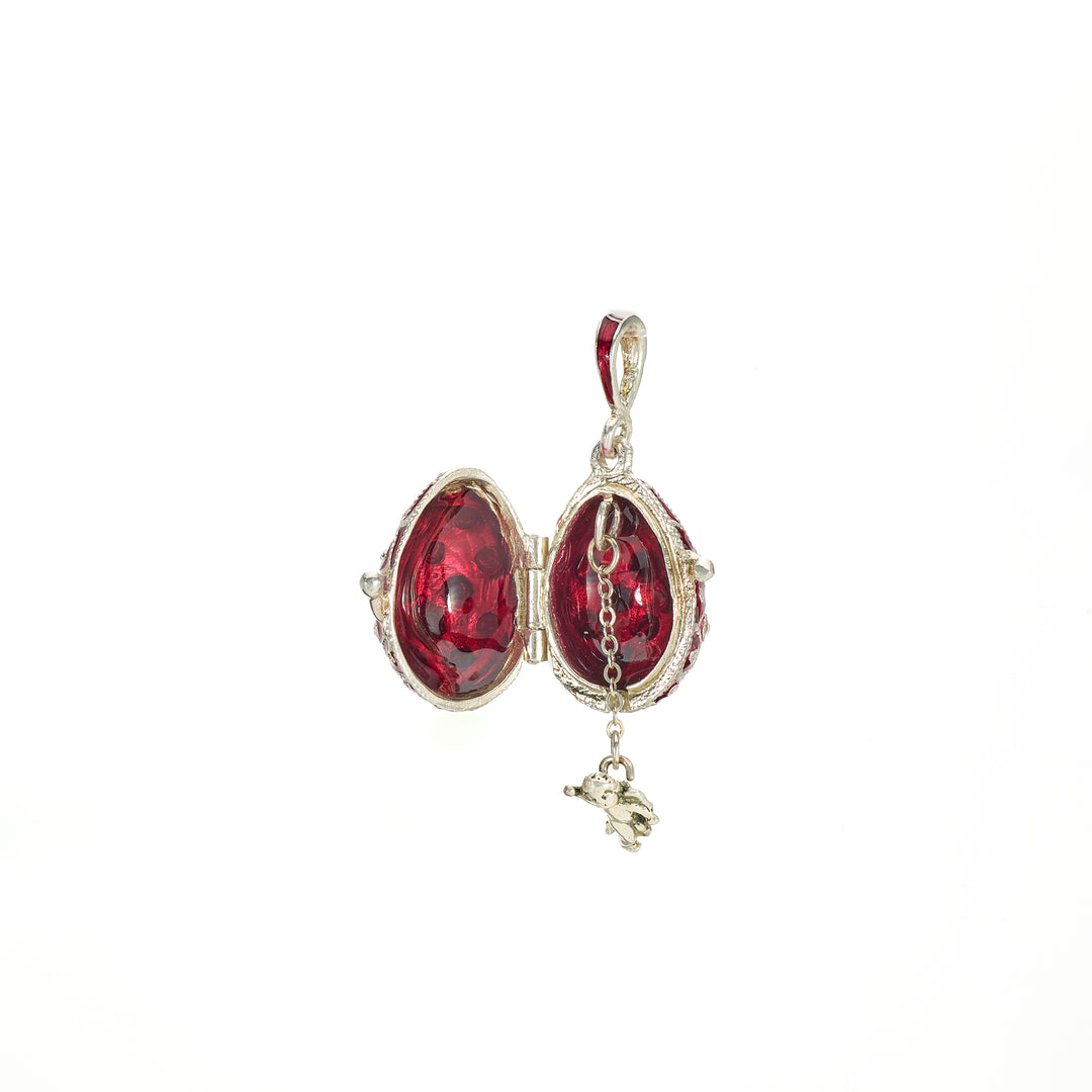 Ruby Red Russian Egg Locket- Cupid