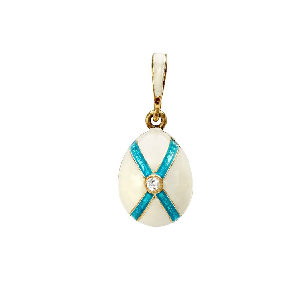 Russian Egg Pendant- Blue Ribbon Cross