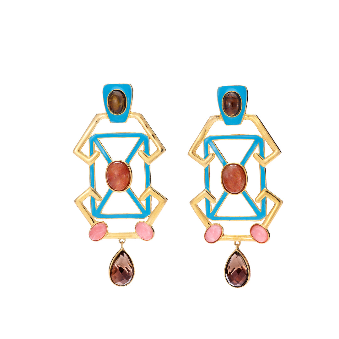 Geometric Turquoise Dangle Earrings