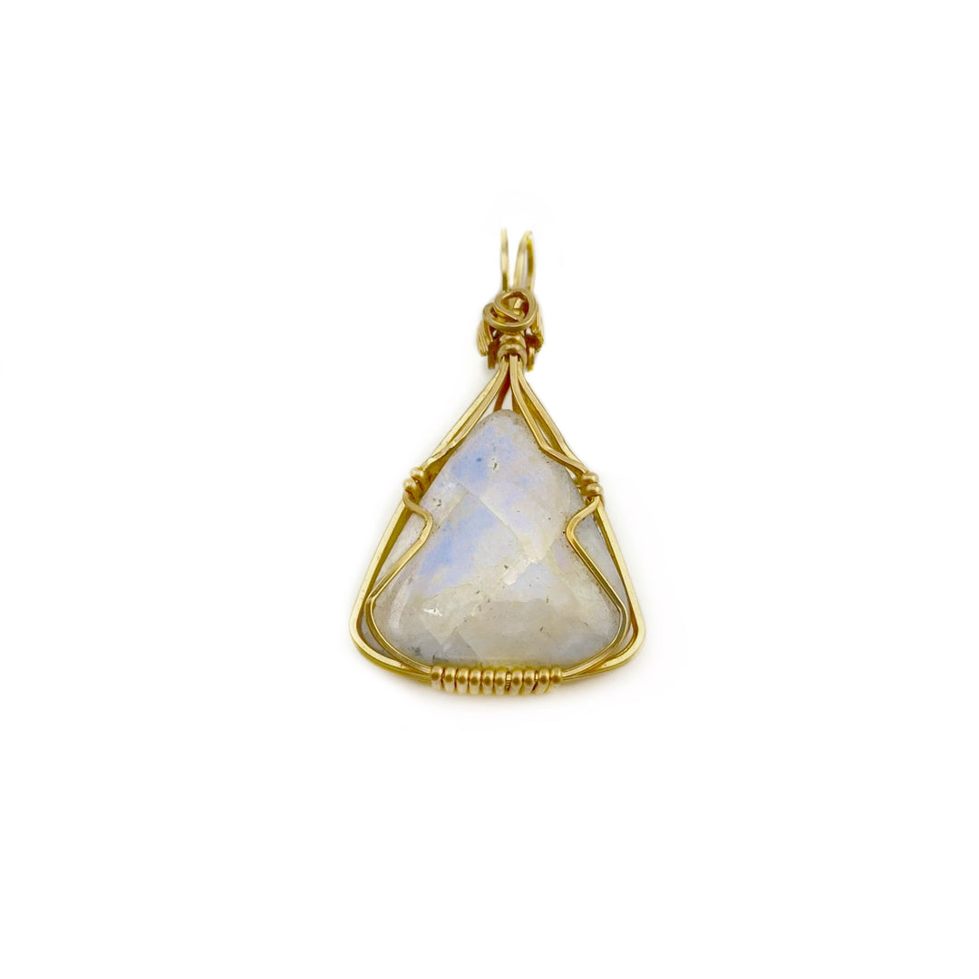 Moonstone Teardrop Wire-Wrapped Pendant