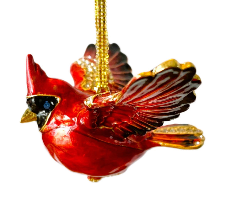 Jeweled Cardinal in Flight Ornament