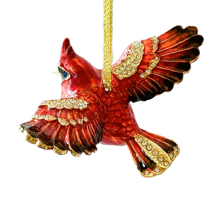 Jeweled Cardinal in Flight Ornament