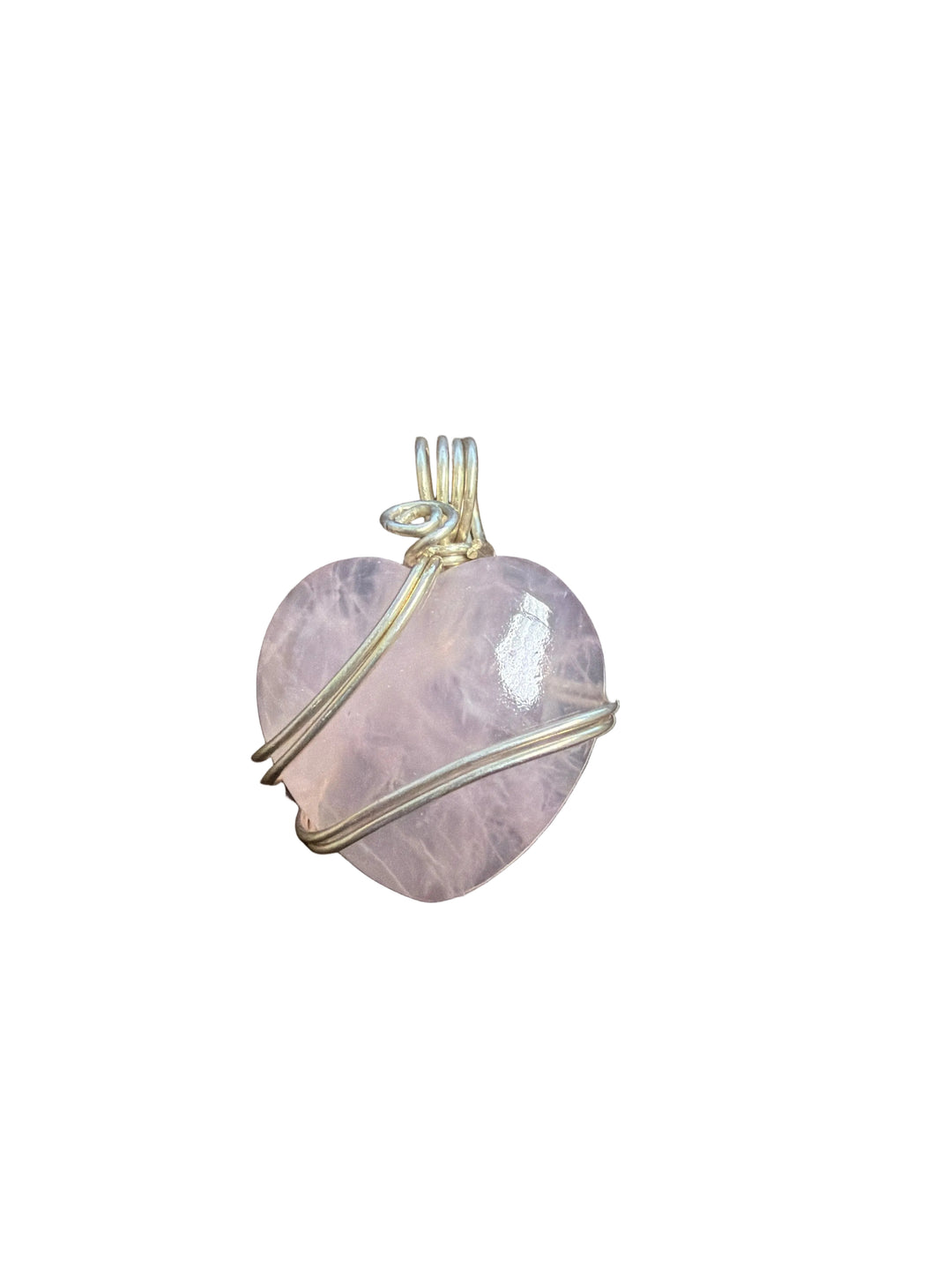 Rose Quartz Heart Pendant, Sterling Silver