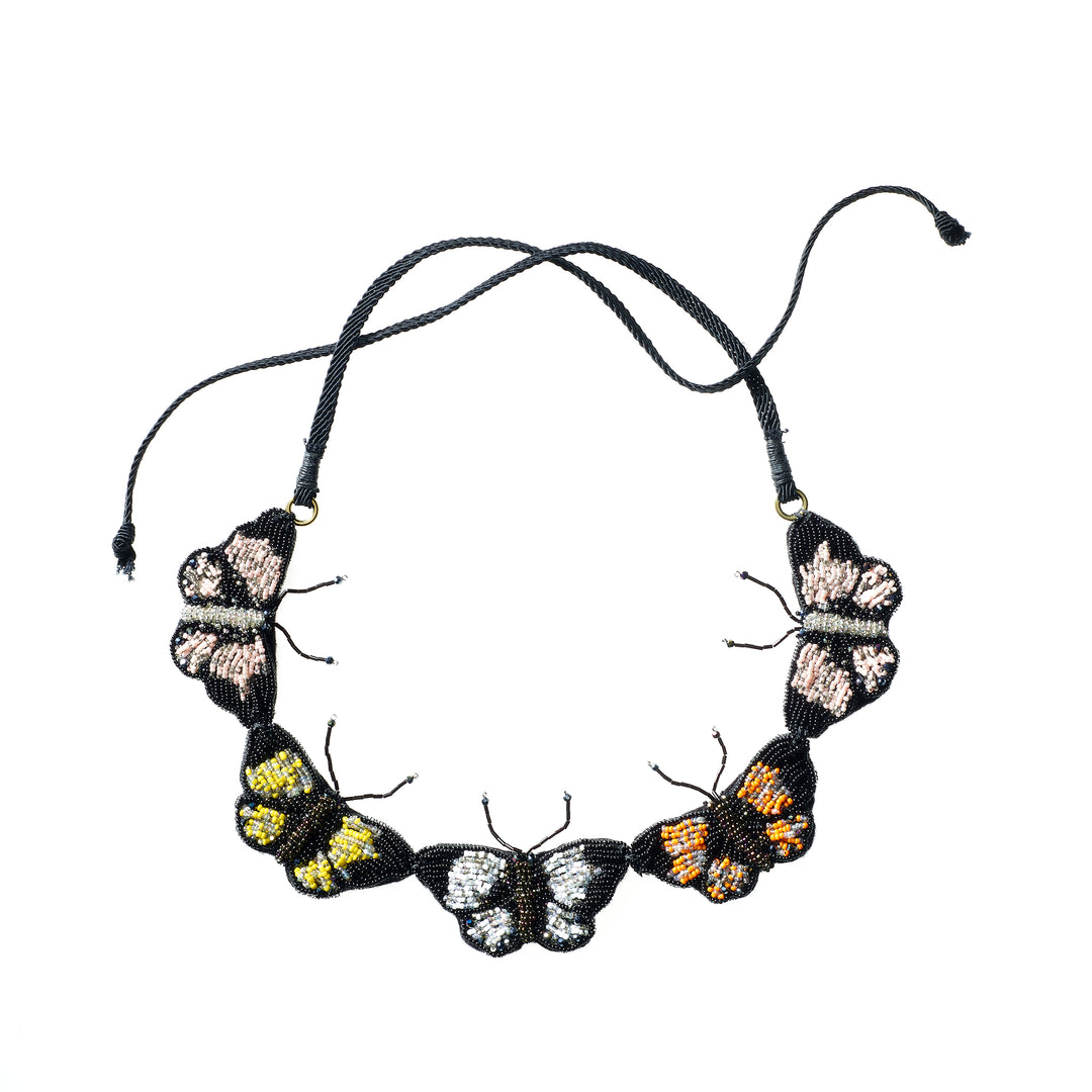 Hand-Beaded Butterfly Collar Necklace