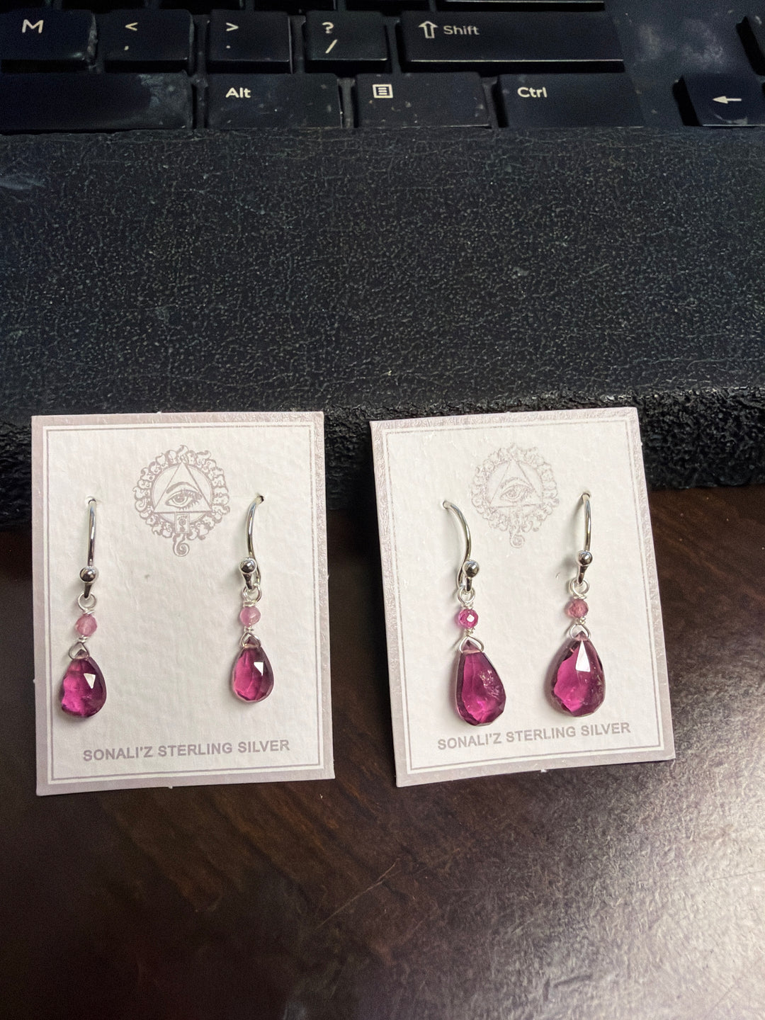 Pink Tourmaline Earrings, Sterling Silver