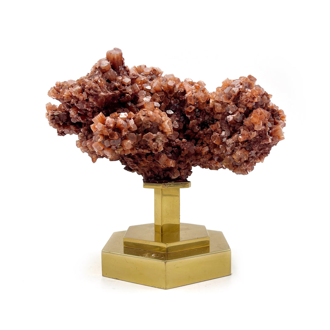 Aragonite on Gold Stand