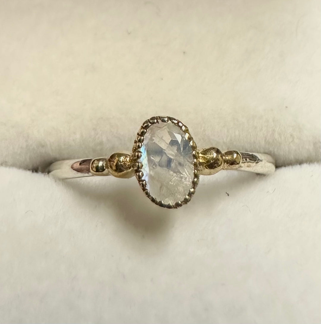 Oval Rainbow Moonstone Ring