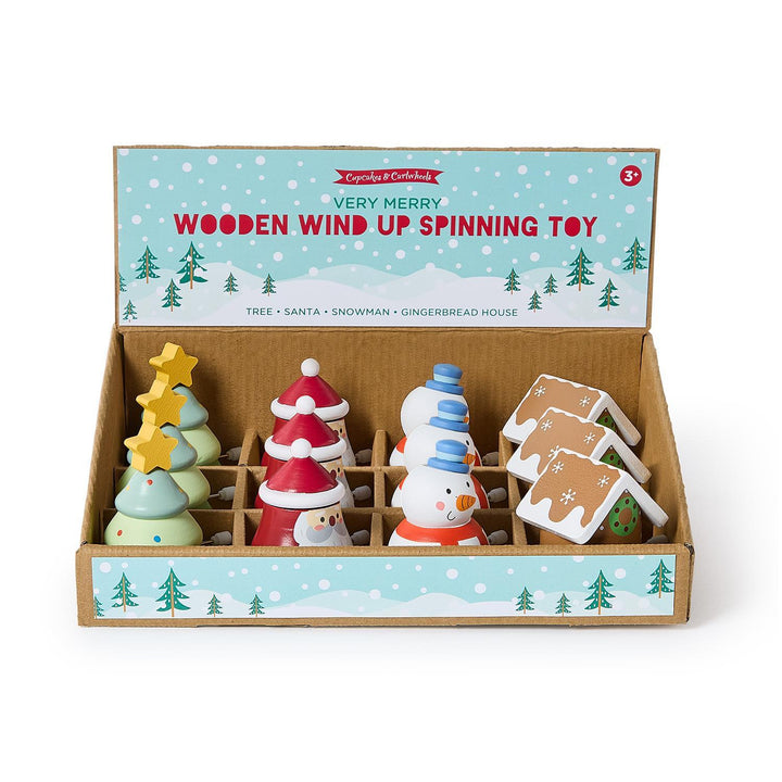 Wooden Wind Up Spinning Toy
