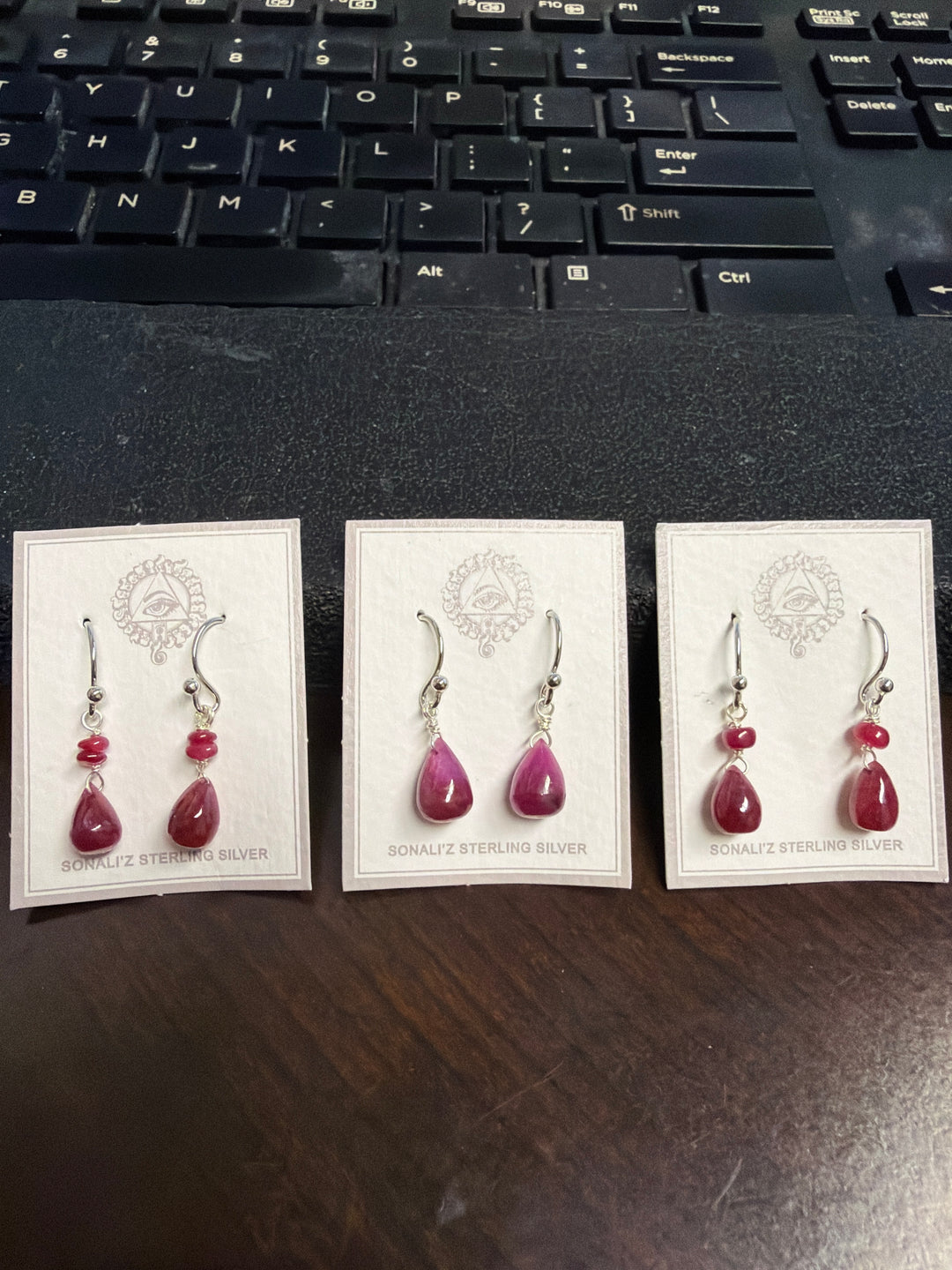 Ruby Earrings, Sterling Silver