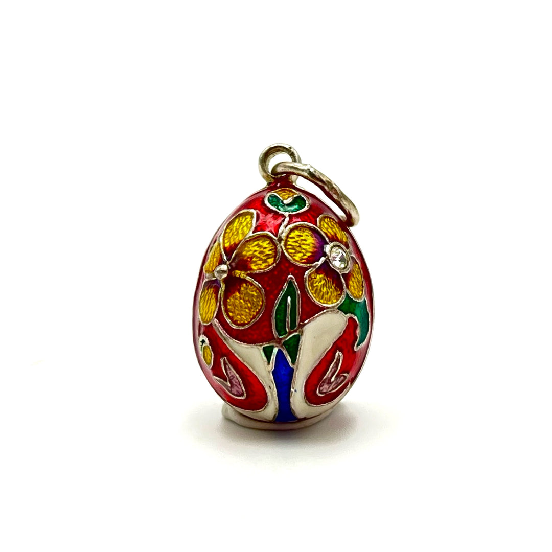 Russian Egg Pendant-Flower Red Pendant