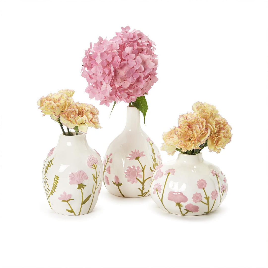 Hand-Painted Pink Floral Vases