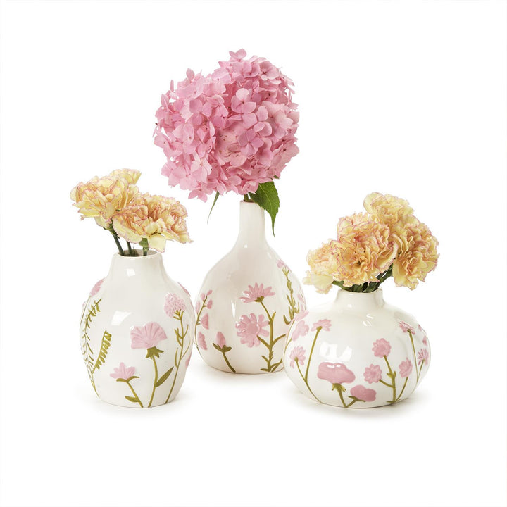 Hand-Painted Pink Floral Vases