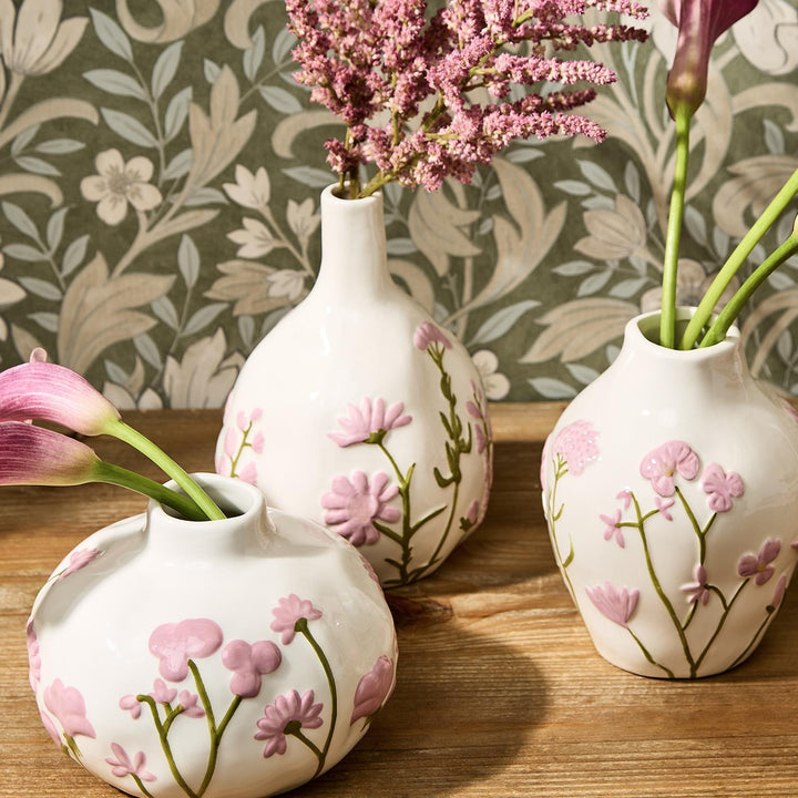 Hand-Painted Pink Floral Vases